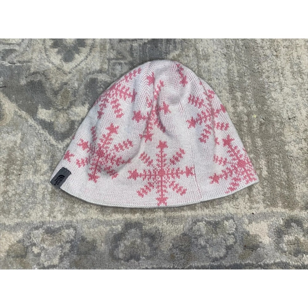 THE NORTH FACE YOUTH GIRLS OSFM PINK WHITE BEANIE